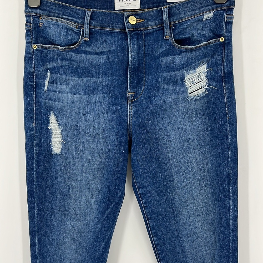 Frame Le High Skinny Crop Jeans Distressed High Rise Stretch Jeans New - Picture 6 of 12